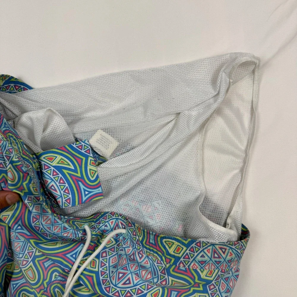 Vineyard Vines Mens Medium Blue Geometric Sea Turtle Print Swim Trunks READ XL